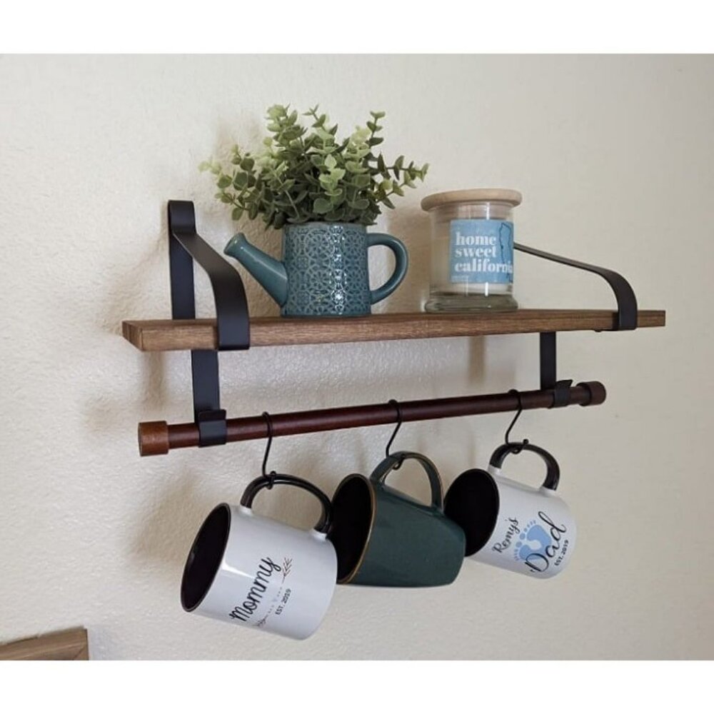 Floating Shelf Wall Shelf for Storage Rustic Wood Kitchen Spice Rack